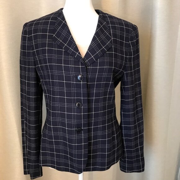 Fitted, Classic Jacket in Navy Plaid by JH Collectibles - Picture 1 of 3